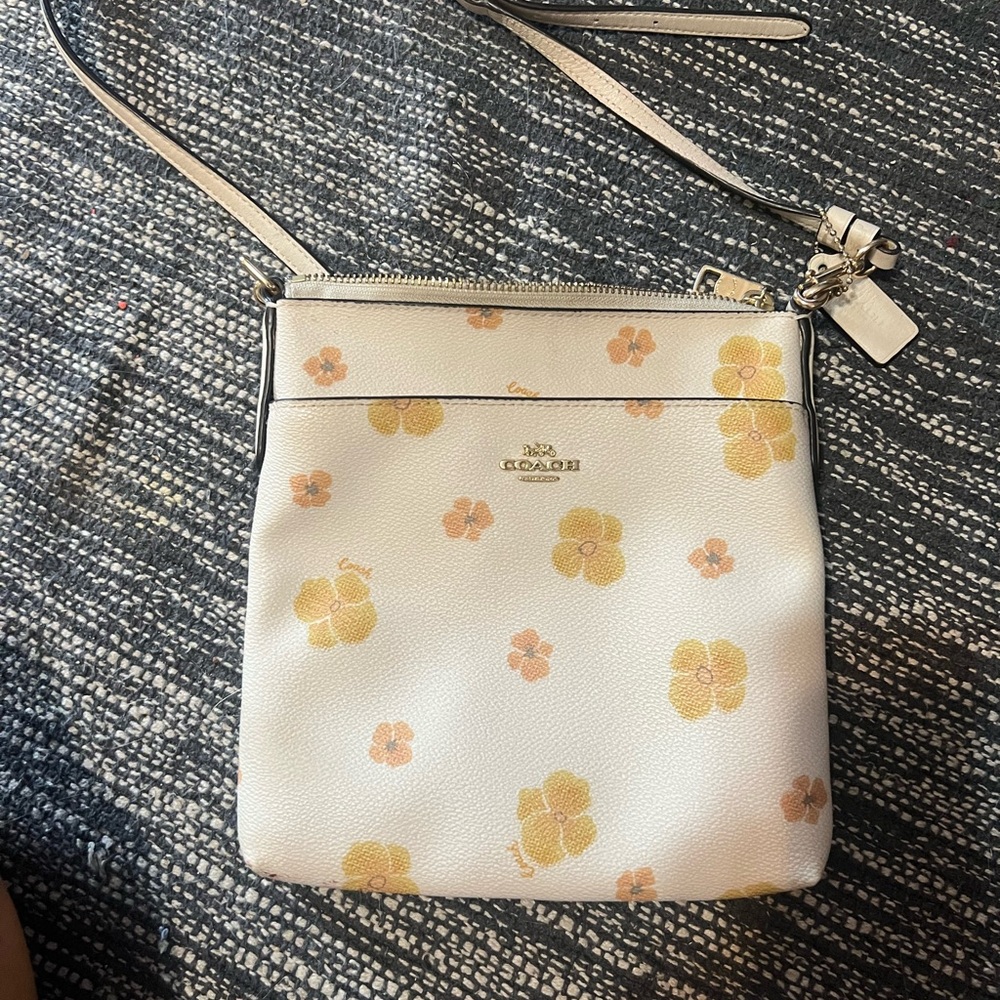 Coach White and Yellow Floral Tote